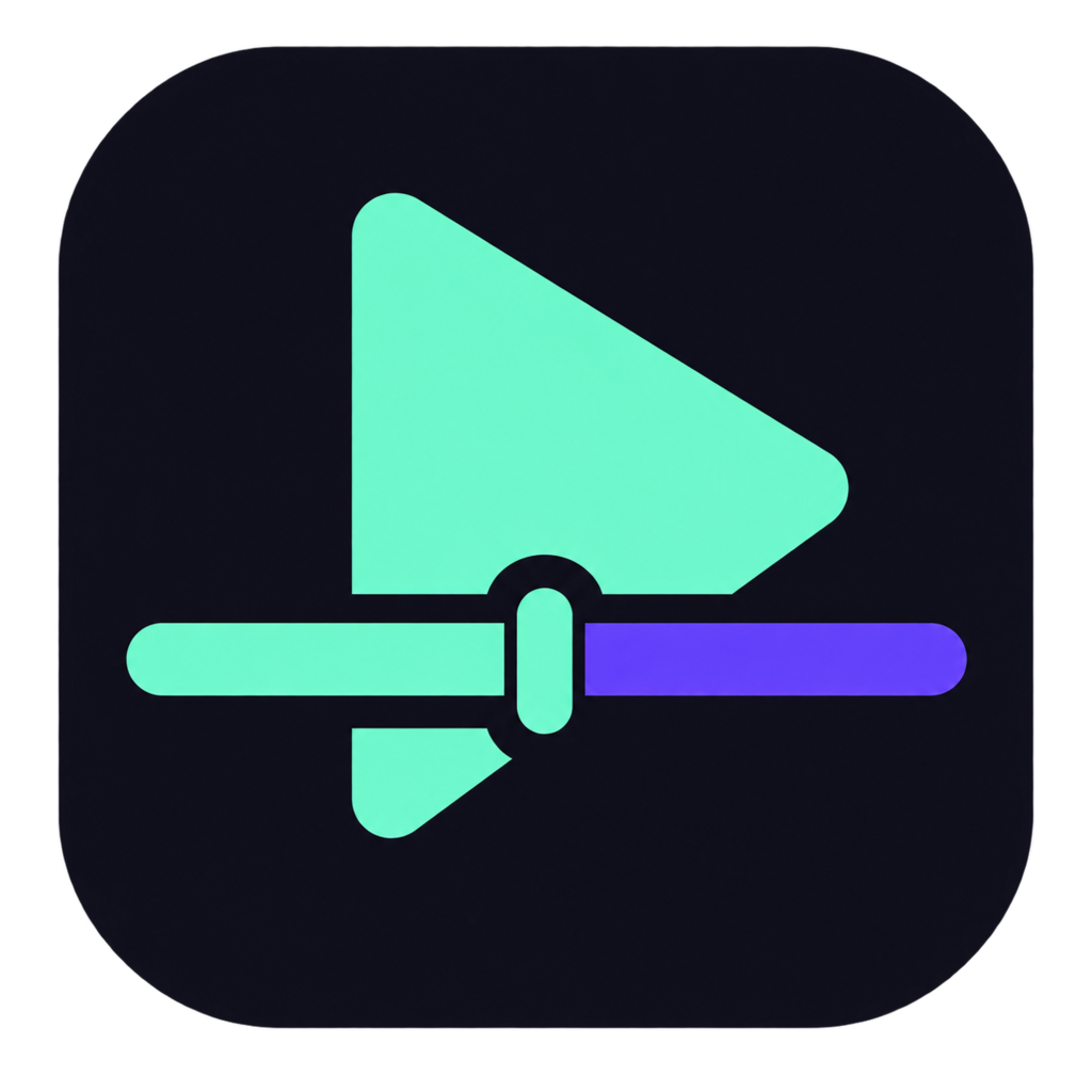 fastCutVid mint and violet play-and-cut app icon